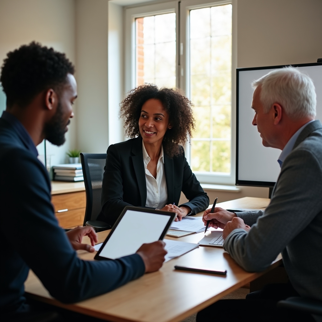 Ethio American LLC team members in professional office setting discussing compliance strategy